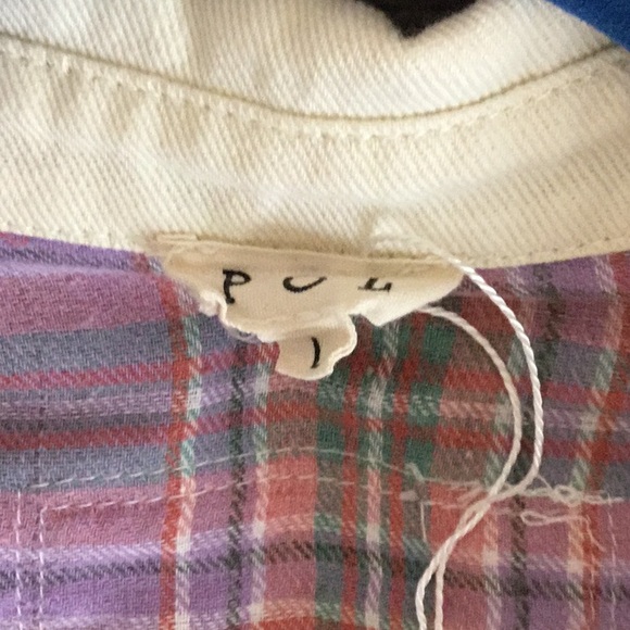 NWOT POL Cream & Purple Flannel Women’s Button Front Shacket - Picture 5 of 16